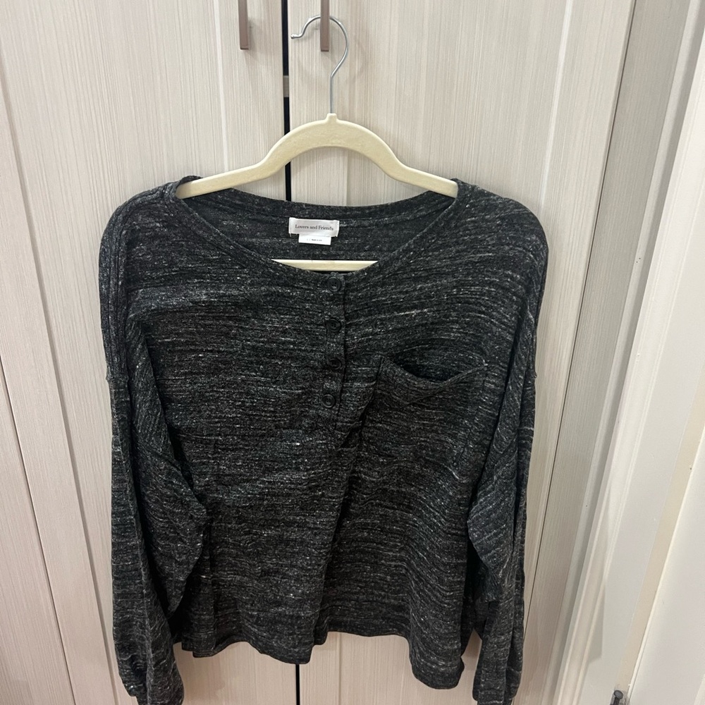 Lovers + Friends Gray Long Sleeve Relaxed Sweatshirt